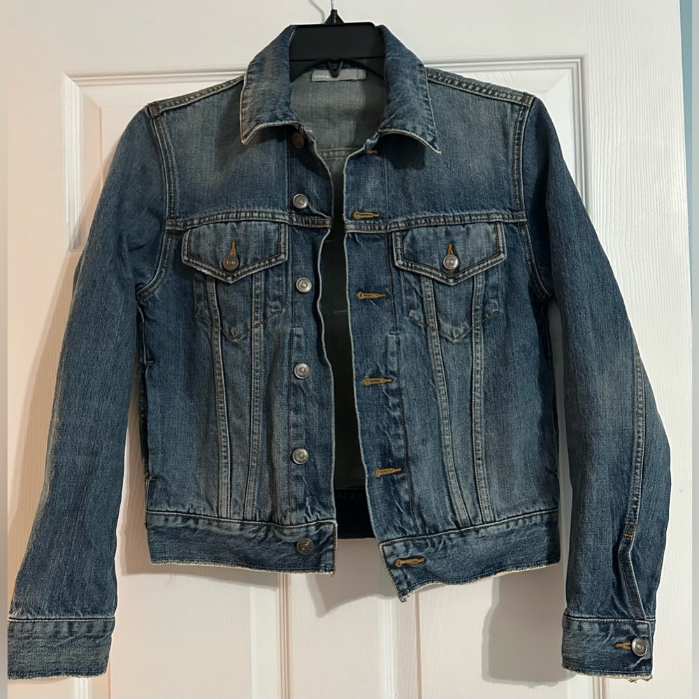 Vince Womens Blue Denim Trucker Jacket‎ Medium Wash 100% Cotton Size S